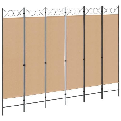 Делител за стая с 6 панела Бежово 240 x 180 cm Текстил