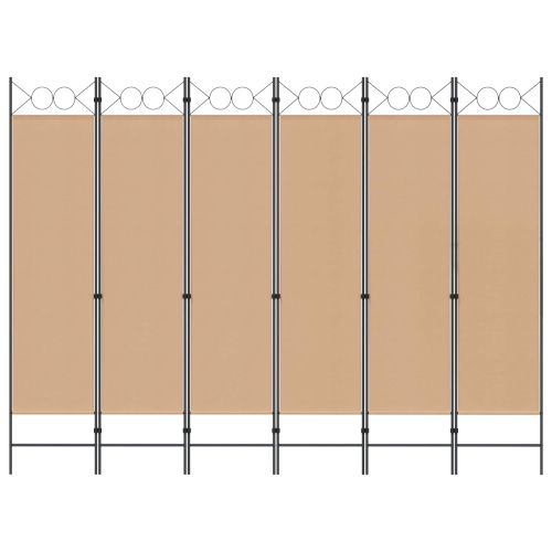 Делител за стая с 6 панела Бежово 240 x 180 cm Текстил