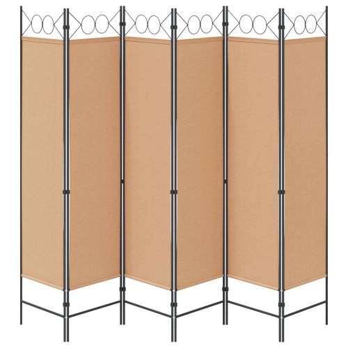 Делител за стая с 6 панела Бежово 240 x 180 cm Текстил