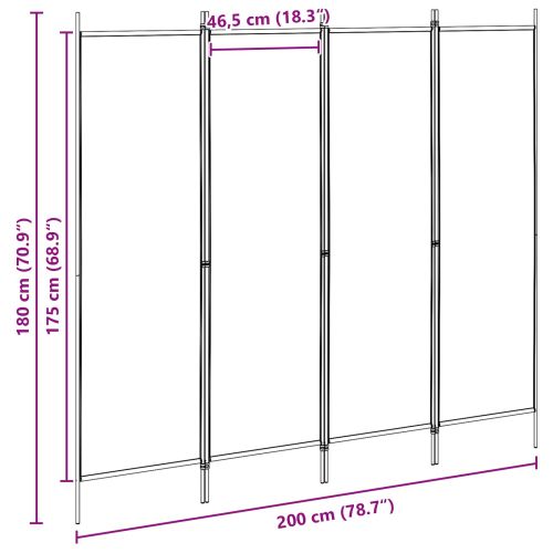4-панелна преграда Бежово 200 x 180 cm Текстил