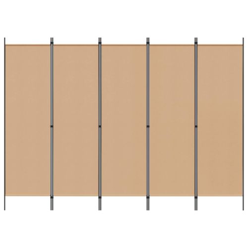 5-панелна преграда Бежово 250 x 180 cm Текстил