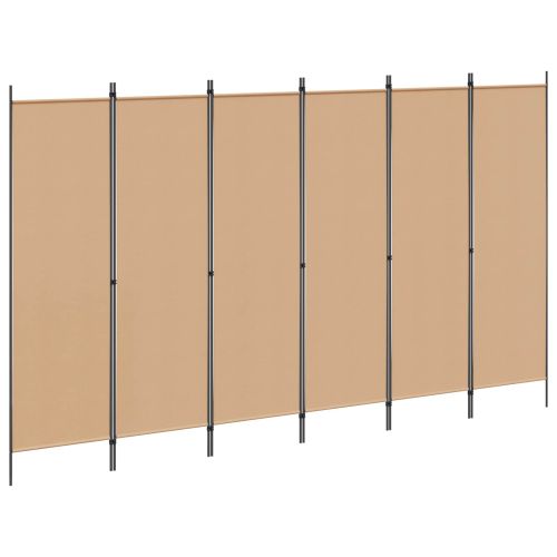 Делител за стая с 6 панела Бежово 300 x 180 cm Текстил