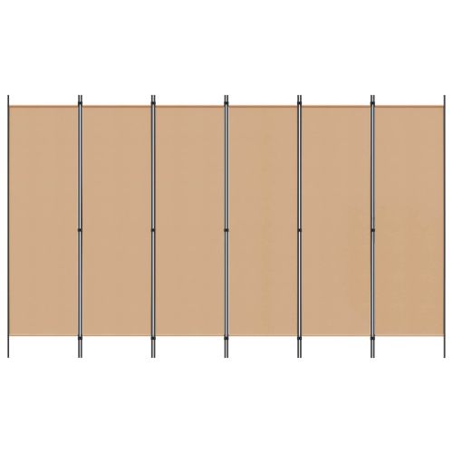 Делител за стая с 6 панела Бежово 300 x 180 cm Текстил