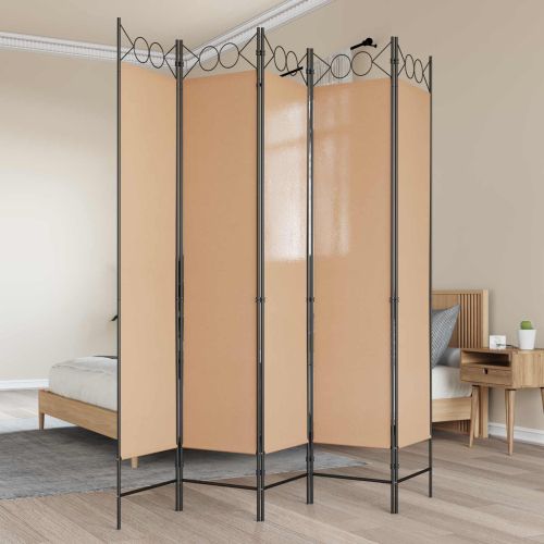5-панелна преграда Бежово 200 x 200 cm Текстил