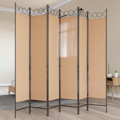 Делител за стая с 6 панела Бежово 240 x 200 cm Текстил
