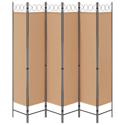 Делител за стая с 6 панела Бежово 240 x 200 cm Текстил