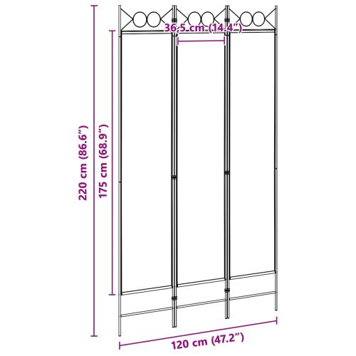 3-панелен параван Бежово 120 x 220 cm Текстил