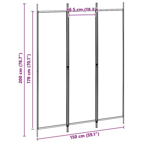 3-панелен параван Бежово 150 x 200 cm Текстил