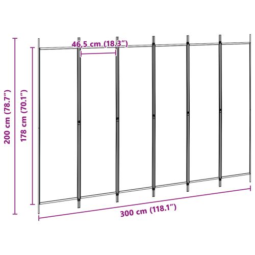 Делител за стая с 6 панела Бежово 300 x 200 cm Текстил