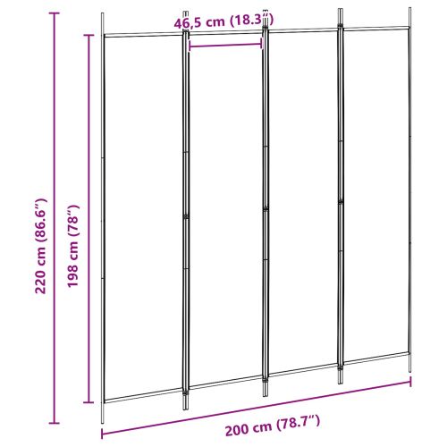 4-панелна преграда Бежово 200 x 220 cm Текстил