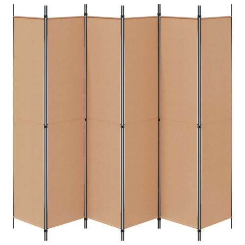 Делител за стая с 6 панела Бежово 300 x 220 cm Текстил
