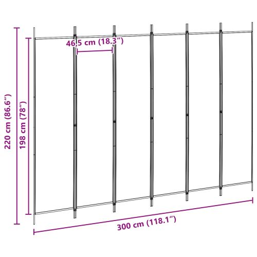 Делител за стая с 6 панела Бежово 300 x 220 cm Текстил