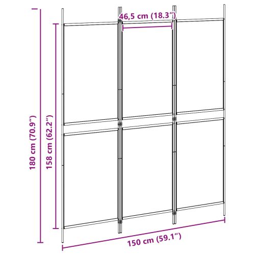 3-панелен параван Бежово 150 x 180 cm Текстил