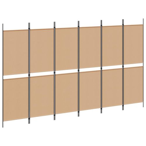 Делител за стая с 6 панела Бежово 300 x 180 cm Текстил