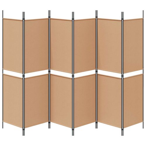 Делител за стая с 6 панела Бежово 300 x 180 cm Текстил