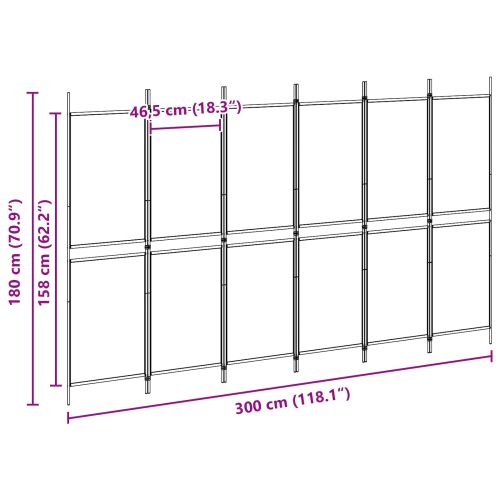 Делител за стая с 6 панела Бежово 300 x 180 cm Текстил