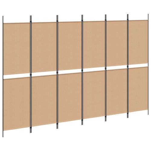 Делител за стая с 6 панела Бежово 300 x 200 cm Текстил