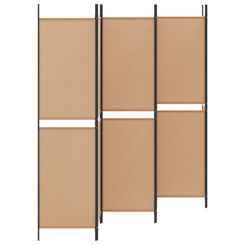Делител за стая с 6 панела Бежово 300 x 200 cm Текстил