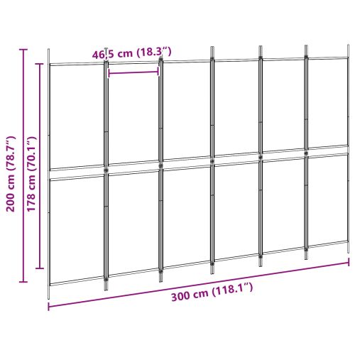 Делител за стая с 6 панела Бежово 300 x 200 cm Текстил