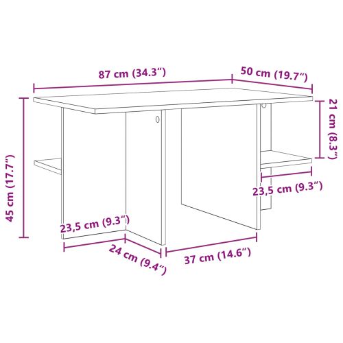 Масичка за кафе Бетонно сиво 87 x 50 x 45 см