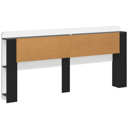 Табла за легло със съхранение Черно Инженерен дървен материал
