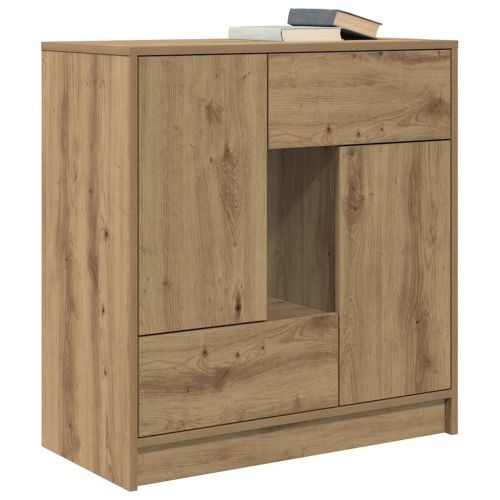 Бюфет с чекмеджета и вратички, дъб артизан, 70,5x34x74,5 см