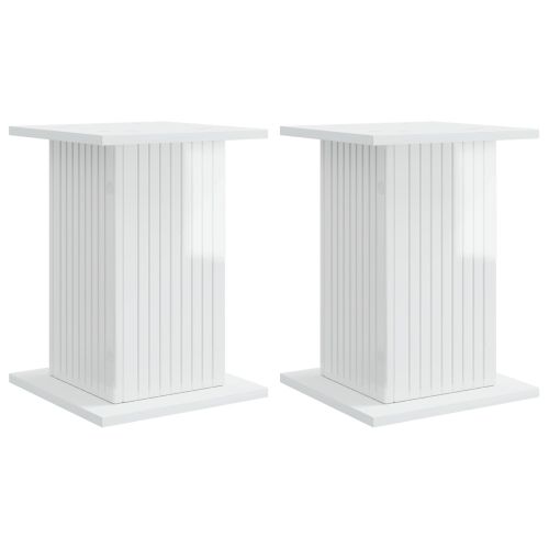 Стойка за растения 2 pcs Бял гланц 30,5 x 30 x 43 см