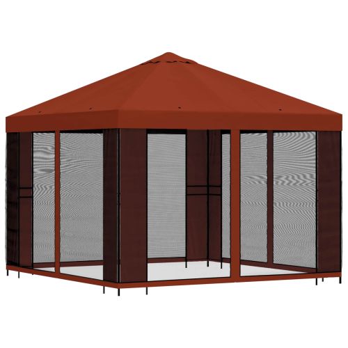 Градинска беседка със стени 3 x 3 m Теракота