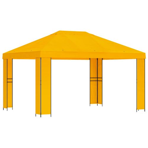Шатра 4 × 3 m Жълто Полиестер и стомана 190 gsm