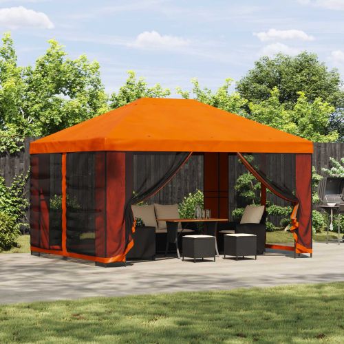 Шатра 4 × 3 m Оранжево Полиестер и стомана 190 gsm