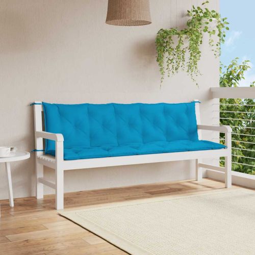 Възглавница за пейка светлосиня 180x(50+50)x7 см оксфорд плат