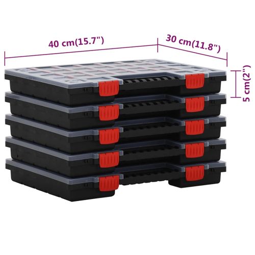 Асортиментни кутии 5 бр 40x30x5 см полипропилен