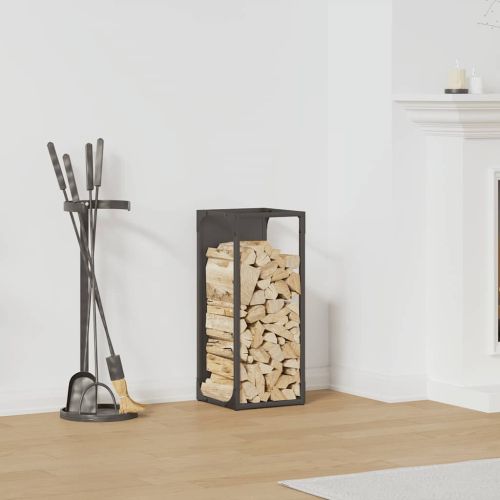 Стойка за дърва за огрев черна 25x25x60 cm