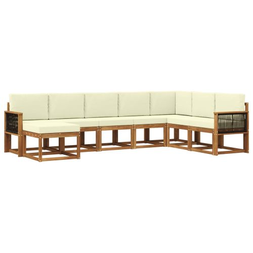 Комплект дивани за открито 8 pcs Натурален и Крема