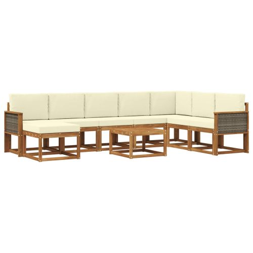 Комплект дивани за открито 9 pcs Натурален и Крема