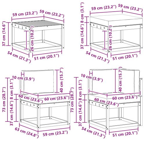 Комплект дивани за открито 9 pcs Натурален и Антрацит
