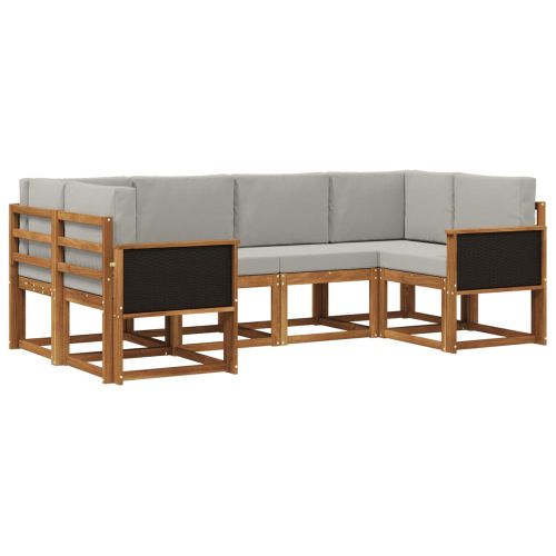 Комплект дивани за открито 6 pcs Натурално и светлосиво
