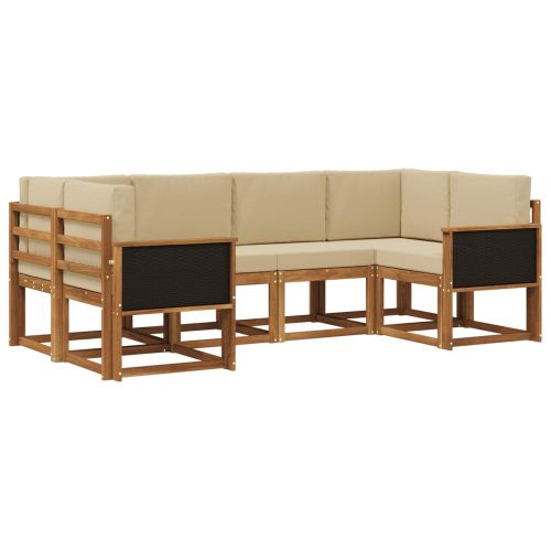 Комплект дивани за открито 6 pcs Натурален и Бежов