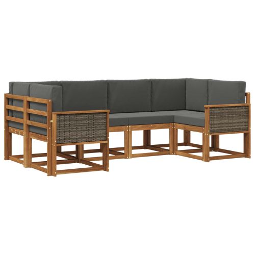 Комплект дивани за открито 6 pcs Натурален и Антрацит