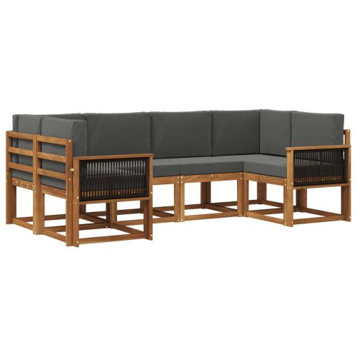 Комплект дивани за открито 6 pcs Натурален и Антрацит