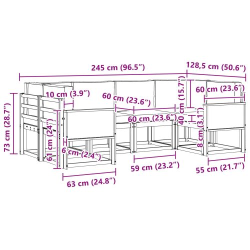 Комплект дивани за открито 6 pcs Натурален и Антрацит