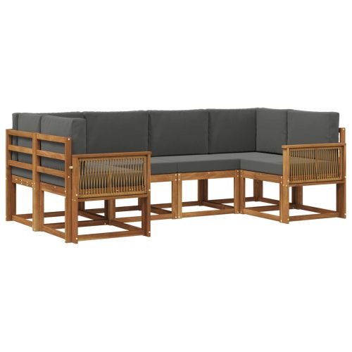 Комплект дивани за открито 6 pcs Натурален и Антрацит