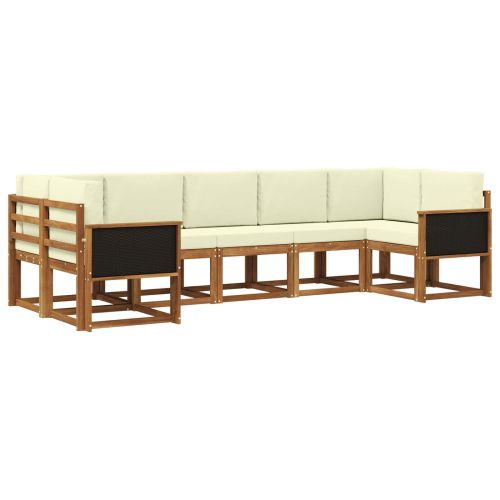 Комплект дивани за открито 7 pcs Натурален и Крема