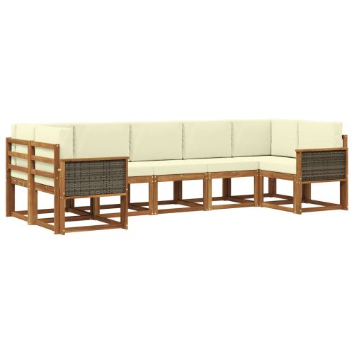 Комплект дивани за открито 7 pcs Натурален и Крема