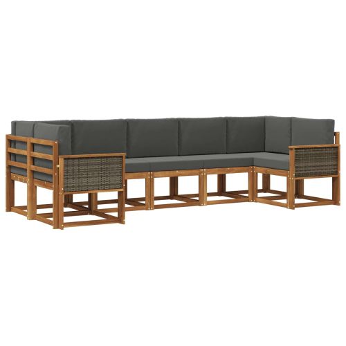 Комплект дивани за открито 7 pcs Натурален и Антрацит