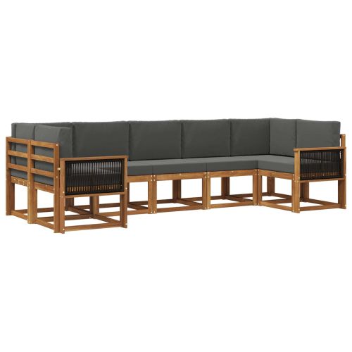 Комплект дивани за открито 7 pcs Натурален и Антрацит