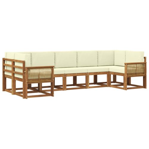 Комплект дивани за открито 7 pcs Натурален и Крема