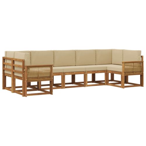 Комплект дивани за открито 7 pcs Натурален и Бежов