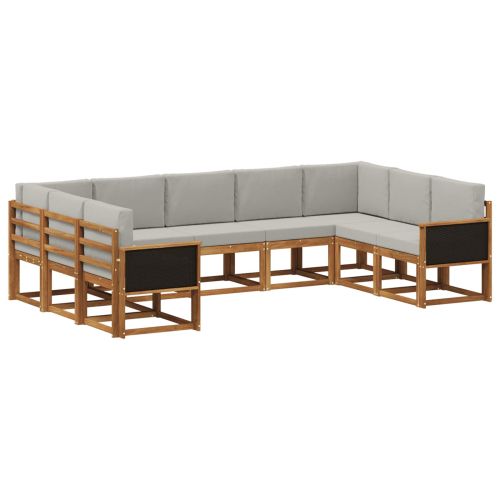 Комплект дивани за открито 9 pcs Натурално и светлосиво