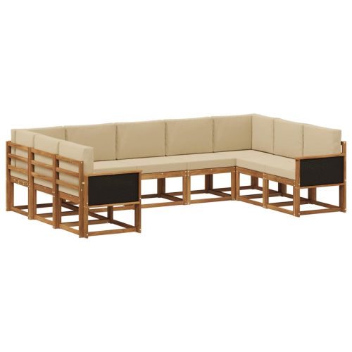 Комплект дивани за открито 9 pcs Натурален и Бежов